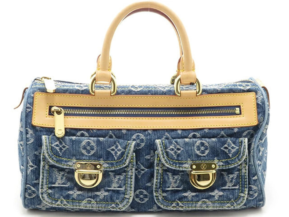 LOUIS VUITTON Neo Speedy Monogram Denim Handbag Blue